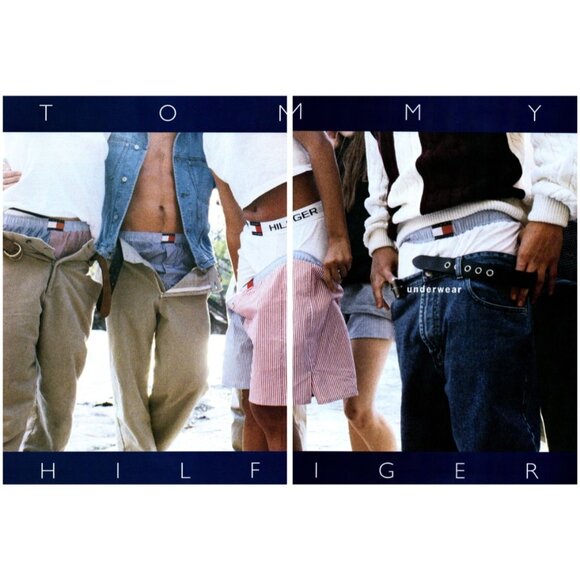 1994 Tommy Hilfiger Underwear Boxers 2pg Vintage Print Ad 90s Fashion Wall Art - Picture 1 of 4